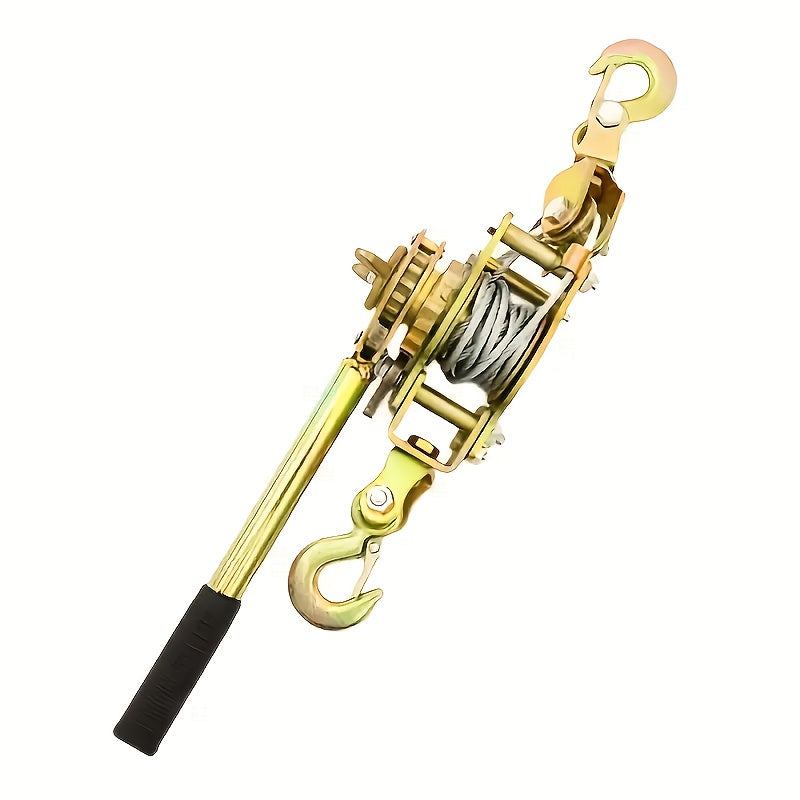 [Heavy Duty Winch] Heavy Duty Manual Winch, Cable Puller - Cargo Binding And Tightening Strap with 2 Hooks, Steel Wire Rope, Portable Tire Reinforcement Winch Manual Trailer, Equipment Transport Material Cable Tightening