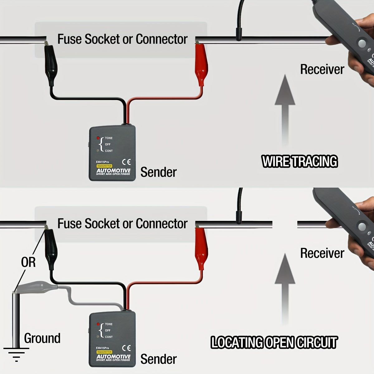Car Short Circuit and Open Circuit Finder EM415PRO Car Short Circuit Detector Car Repair Tool Detector for Tracing Cables or Wires