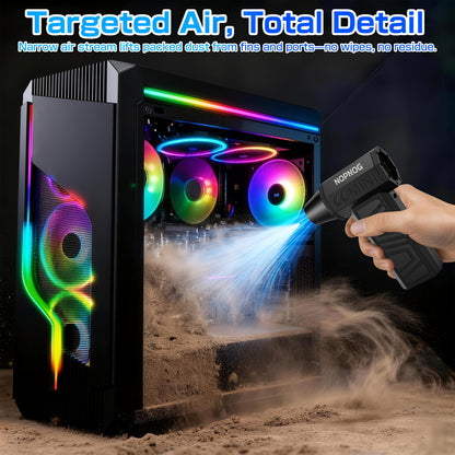 4 Gears Adjustable Turbo Blower, Wireless Rechargeable Air Blower with 130, 000 Rpm, High-speed Turbine Fan, Jet Fan 4Speed Settings - Cleaning Blower Tool Car Blowing Snow Electric Air Duster Portable Vacuum Kit Optional