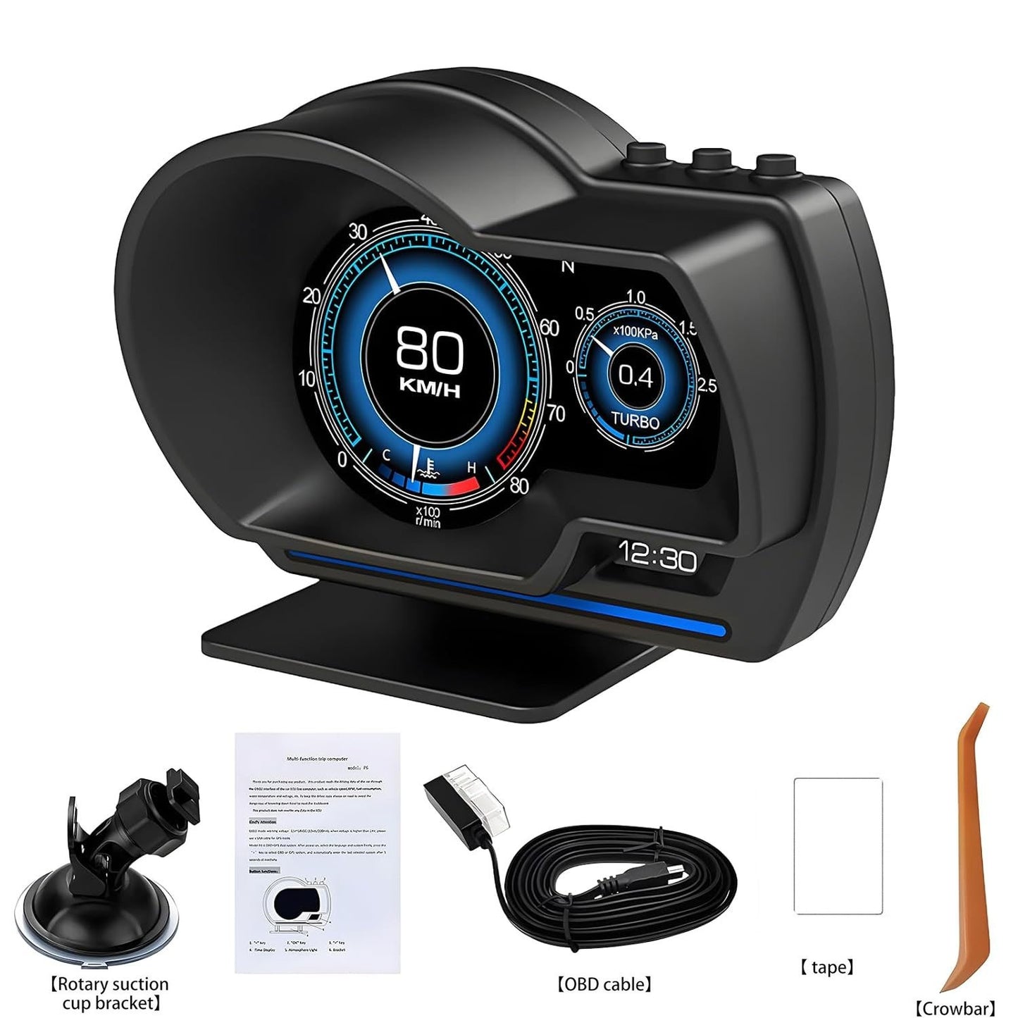 HUD Car Head Up Display-OBD2 GPS Dual System Car HUD Display - Digital GPS Speedometer with Water Temp Voltage RPM - Universal Heads Up Display for Most Vehicles