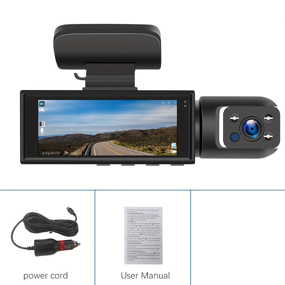 CAMECHO 1080P Dual Camera, Dash Cam For Cars, Front And Inside, Car Camera With IR Night Vision, Loop Recording, Wide Angle Car DVR Camera Optional 3.16 Inch/2inch, Dual Lens Car Dashboard Video Cam.optional No Card/32gb/64gb Memory Card