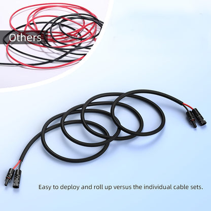 1pc Solar Panel Extension Cable, Flame Retardant Protective Sleeve Twin Wire with Female And Male MC4 Connectors for Car, RV, Photovoltaic Systems Extension Cords