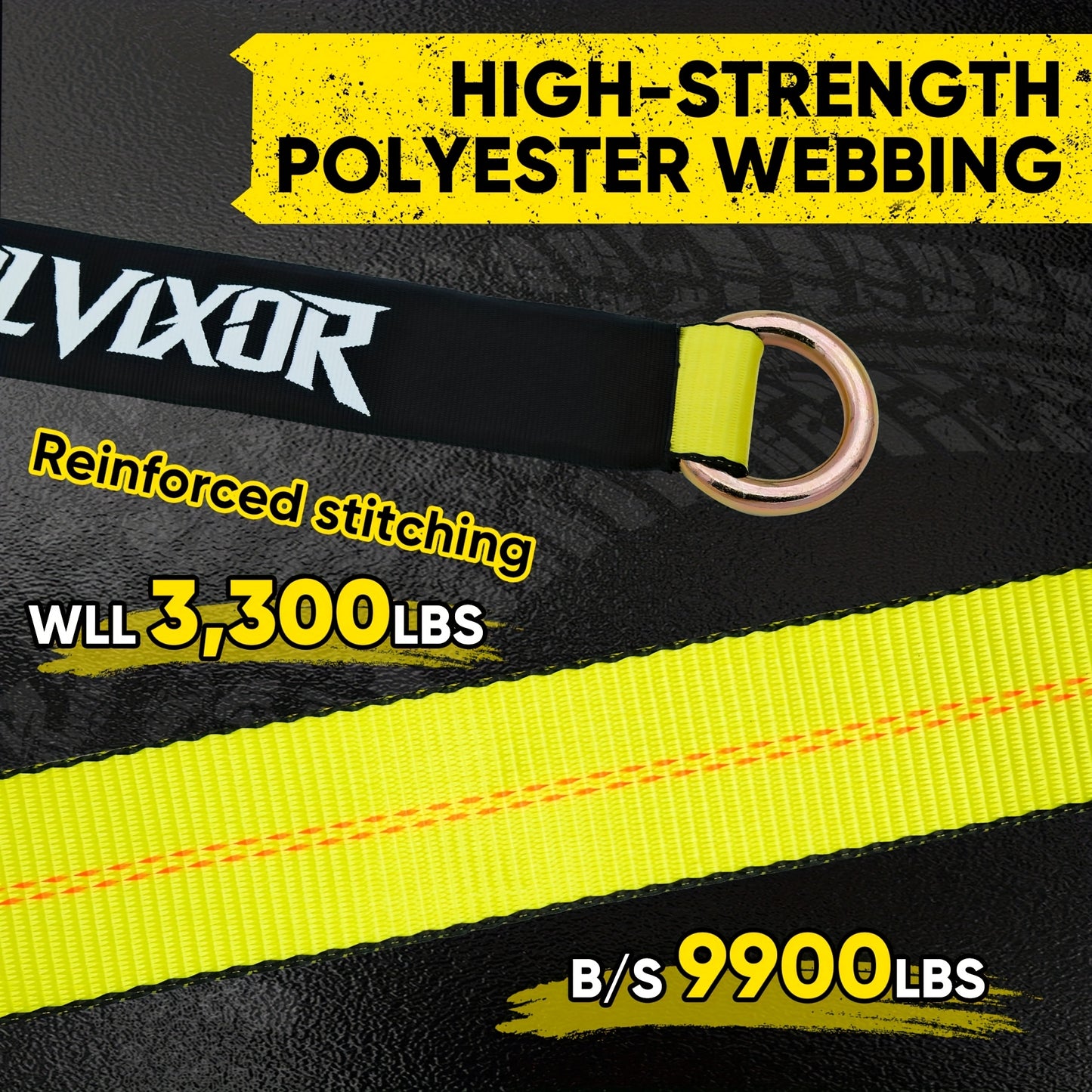 4pcs Heavy-Duty Trailer Tie Down Straps with Ratchet System & Snap Hooks - 9900LB Break Strength, 2"x96" Adjustable Wheel Straps with -Slip Design & Yellow Buckles - Fit for UTV, SUV, Truck, Cars, Trailers - All-Terrain Vehicle Transport (Steel/Poly