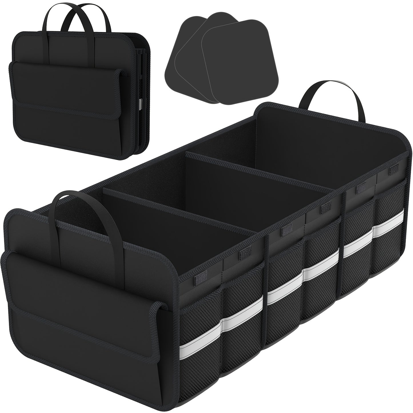 Trunk Organizer For SUV, Large Trunk Organizer For Car, Collapsible Multi-Compartment Car Trunk Organizer, Sturdy Cargo Trunk Storage Organizer, Non Slip Bottom