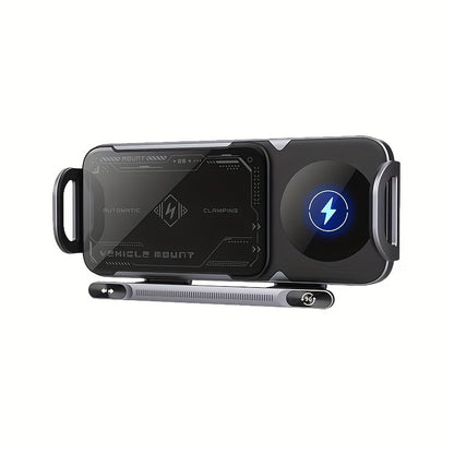 Wireless Charging Phone Holder Car Mount for Folding Screen/Universal Smartphone, 90° Rotating Car Mount Output Power 15W, Super Stable Air Vent Cell Phone Car Mount with Hook Clip, One Button Release for iPhone, Samsung, Google, and Other Smartphone