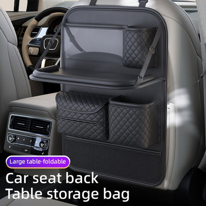 2025 New Spacious Faux Leather Car Seat Back Storage Bag | Foldable Organizer Featuring Tablet Holder, Cup Holder & Mesh Pocket, Versatile Car Seat Back Organizer for Rear Seats, Perfect Gift