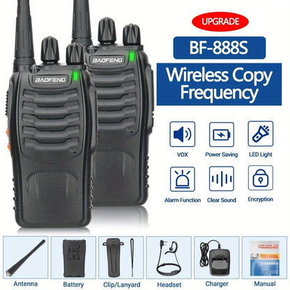 2pcs New Baofeng BF-888S Upgrade Walkie Talkie Wireless Copy Frequency Long Range Portable BF888S Ham Two Way Radio Hunting