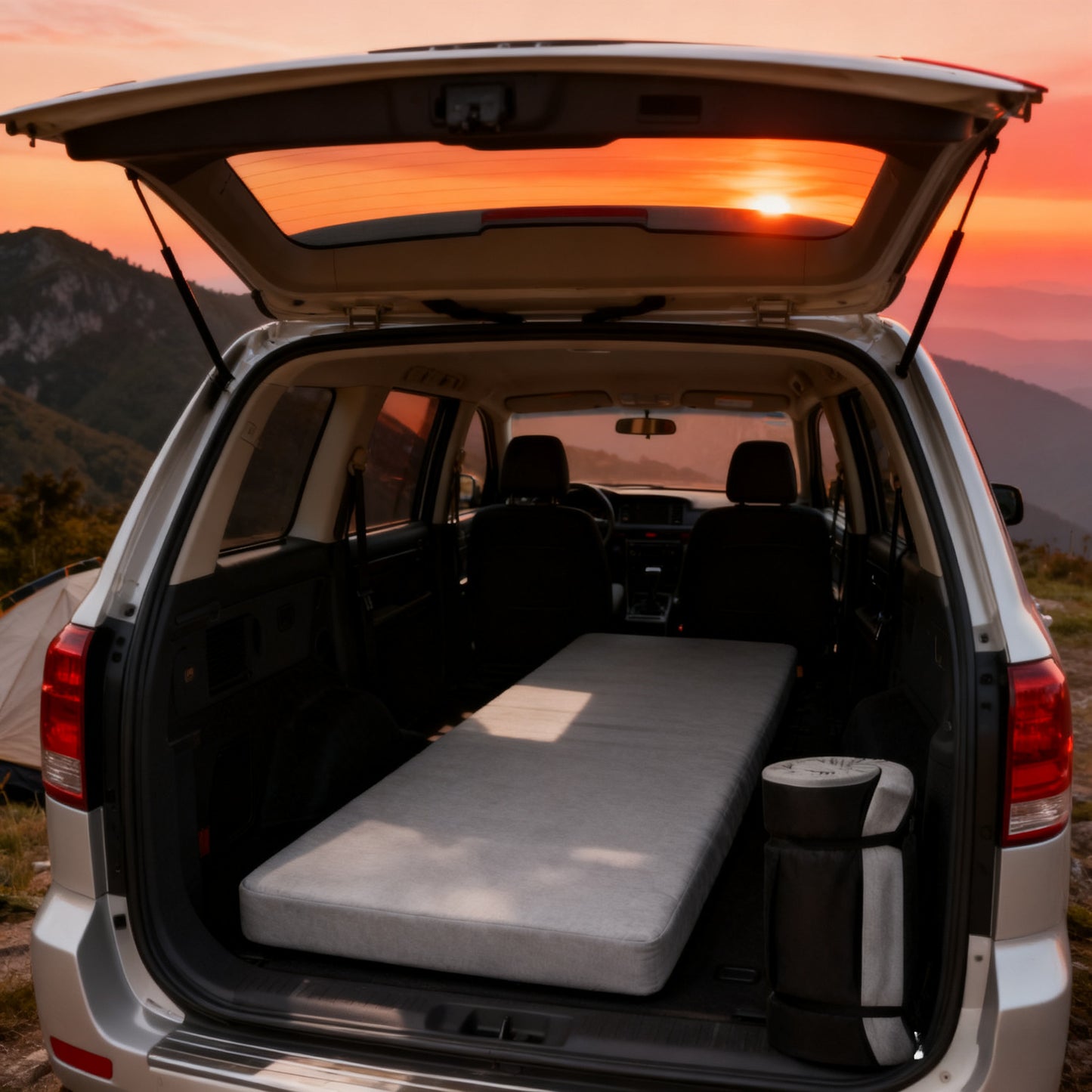 Foldable Memory Foam Car Mattress, Portable for Trunk and Rear Seat, Camping, Travel, RV, Thick Interior, Camping Car Home Bedding, Car Interior Accessory, Camping Vehicle, Travel Bedding, Foldable Mattress, Portable Bed
