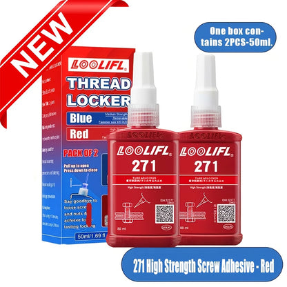 High-Strength Heat-Resistant 234-271 Threadlocker, 243 Medium-Strength Anaerobic Threadlocker, 271 High-Strength Anaerobic Threadlocker, Anti-Loosening Sealant, Permanent Locking and Sealing Multi-Purpose Adhesive for Metal Parts, Quick-Fix Removable