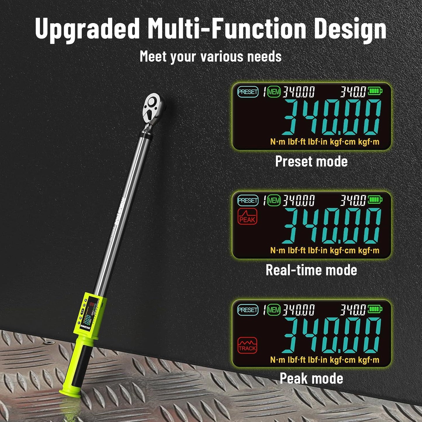 Robustrue 1/ 2" Drive Digital Torque Wrench 17-340Nm (12.5-250.8ft-lb) +-2% Accuracy - Electronic Torque Tester W/ Auto Alert for Auto Repair & Industrial