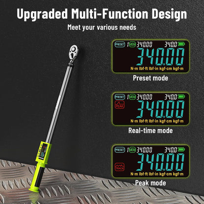 Robustrue 1/ 2" Drive Digital Torque Wrench 17-340Nm (12.5-250.8ft-lb) +-2% Accuracy - Electronic Torque Tester W/ Auto Alert for Auto Repair & Industrial