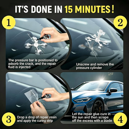 Windshield Repair Kit, 15-Minute Quick Fix, Nano Liquid Stops Spread, DIY And Save $250+. Works On Bullseye, Star Cracks, And Scratches. 2 Options-2-Pack Of Windshield Repair Fluid OR 2 Repair Fluids + 1 Suction Mount. Portable Boxed Set