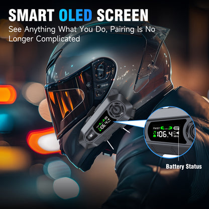 Motorcycle Helmet Wireless Intercom Headset-500M Intercom And Group Chat Mode, LED Screen Digital Display, Wireless 5.4/Noise-Cancelling/Voice Control/Fm Radio, Suitable for Unisex Outdoor, Off-Road And Riding Scenarios