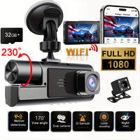 Dashcam with three lenses + 32G + WIFI