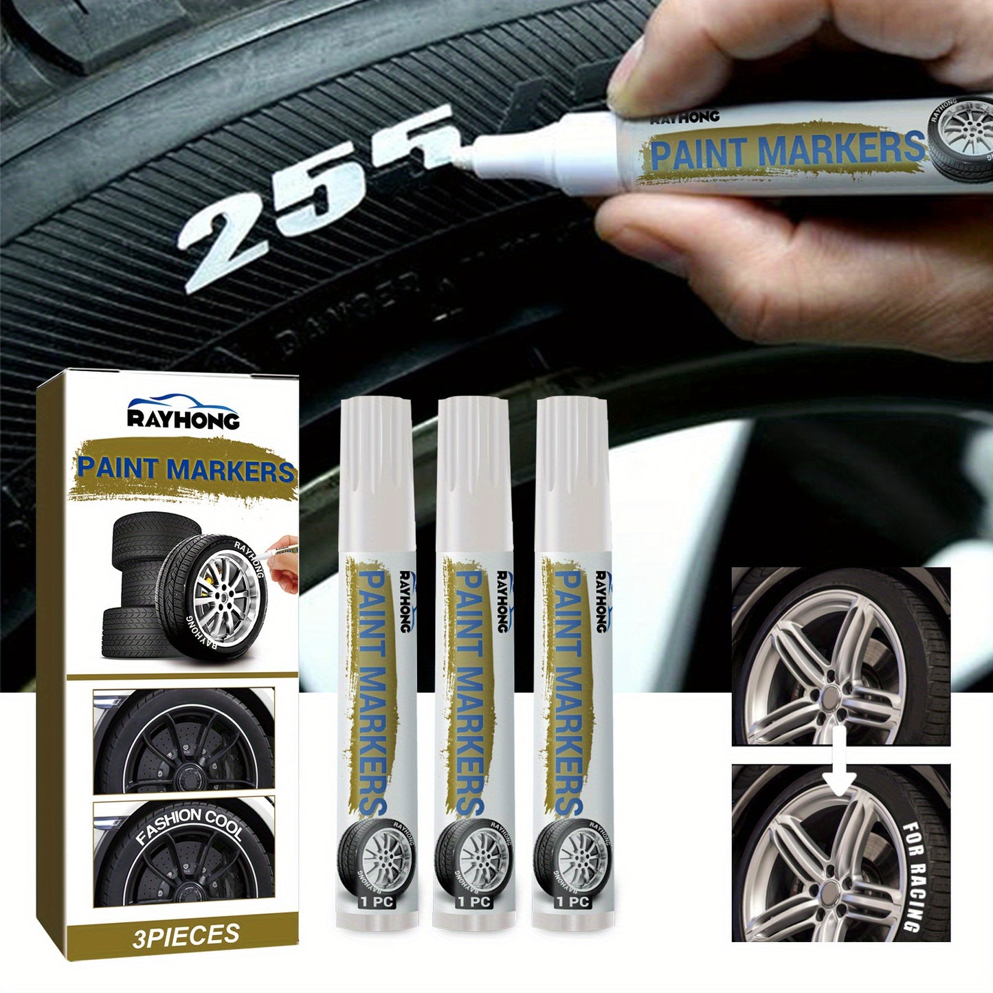 Compact And Waterproof Car Tire Markers That Dry Quickly, Perfect for Doodling And Painting. These Medium-Tipped Pens Are Great for Vehicle Upkeep