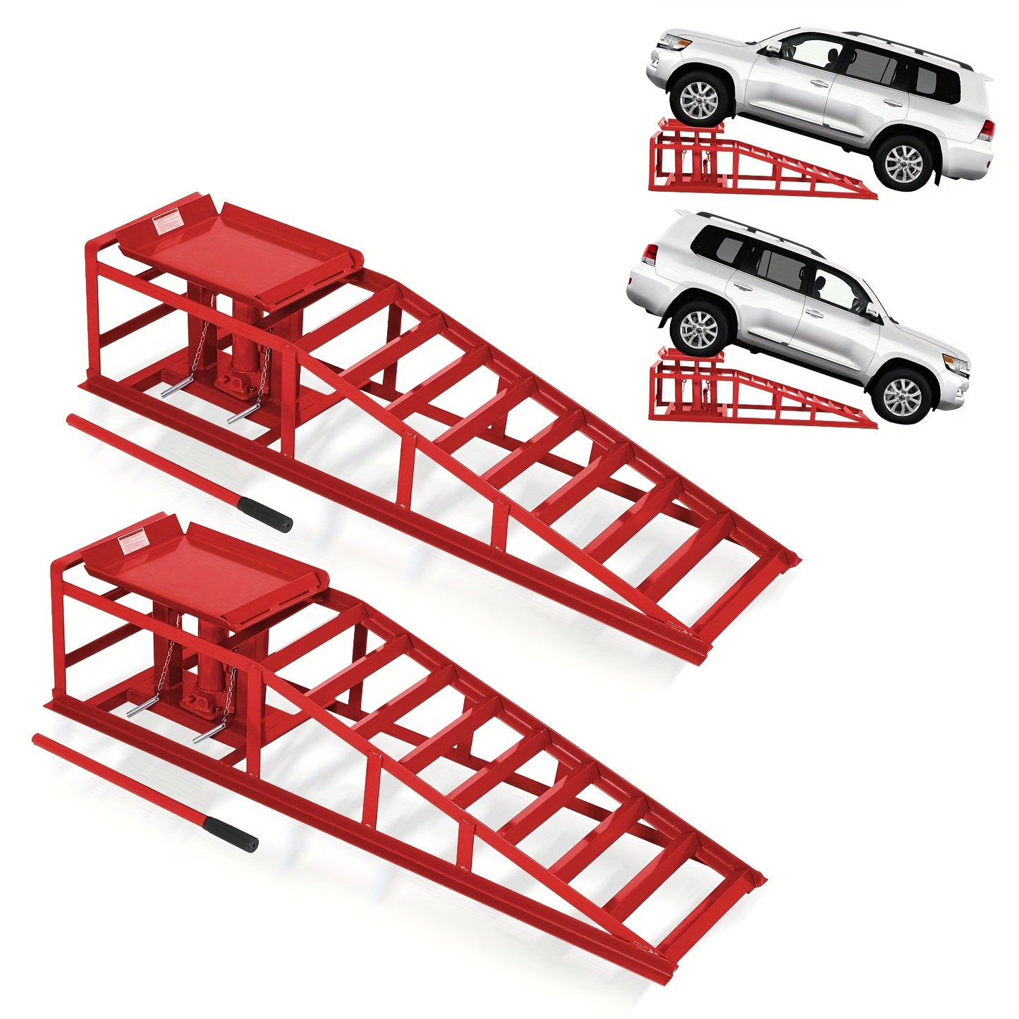2 Pack Hydraulic Car Ramps - No Installation Required, 5T/ 11000LBS Max Load Low Pro-File Car Lift Service Ramps, Heavy Duty Steel Hydraulic Vehicle Ramps for Car Truck Trailer Garage Repair, Ideal Christmas Birthday Gifts for Women Men Friends