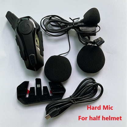 The Wireless Intercom Headset for Motorcycle Helmets Supports Real-Time Communication for Two People And Is, Compatible with Full-Face, Three-Quarter, And Open-Face Helmets.