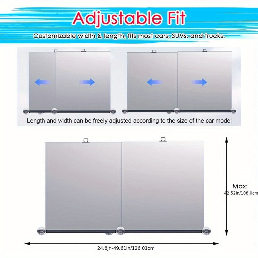 New Automatic Retractable Car Windshield Sunshade - Foldable Front Window Sunshade Blocks 99% of UV Rays And Heat, Fits Most Cars, Features a Easy Rolling Mechanism And Suction Cups (1 Pair)