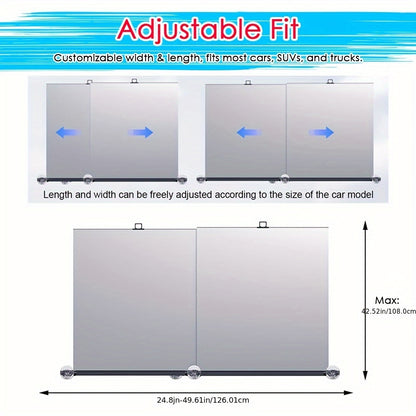 New Automatic Retractable Car Windshield Sunshade - Foldable Front Window Sunshade Blocks 99% of UV Rays And Heat, Fits Most Cars, Features a Easy Rolling Mechanism And Suction Cups (1 Pair)