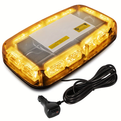 48LED Roof Top Strobe Lights Bar | IP67 Waterproof High-Visibility Emergency Safety Warning LED Emergency Vehicles Light for Plow, Trucks, Construction Vehicles Car, 12-24V, Universally Applicable, Without Battery