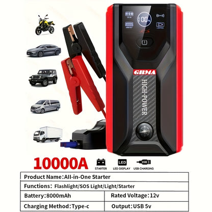 A3 Car Starter, Portable Car Battery Booster (2.38gal Gas/1.72gal Diesel), 12V Ultra-Safe Lithium Battery Jumper for Car Battery Jumpers