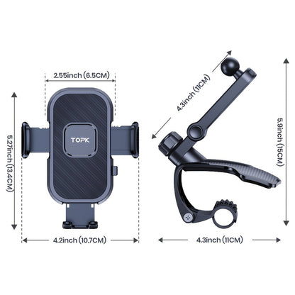 Phone Mount for Car Dashboard, 360 Degree Adjustable Cell Car Phone Holder with Anti-slip Silicone Clip [Multi-Angles&Stable] for All Smartphone