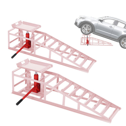 2 Pack Hydraulic Car Ramps - No Installation Required, 5T/ 11000LBS Max Load Low Pro-File Car Lift Service Ramps, Heavy Duty Steel Hydraulic Vehicle Ramps for Car Truck Trailer Garage Repair, Ideal Christmas Birthday Gifts for Women Men Friends