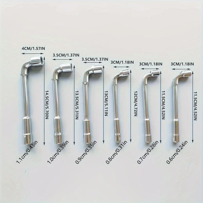 Set of 6 Hardware Tools Including a Mirror Perforated Wrench, L-Shaped Elbow Socket Wrench, And a Double-Headed Elbow Perforated Hexagon Socket Pipe Wrench