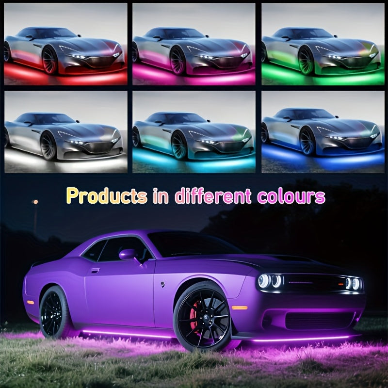 2025 New Vision RGB LED Car Bottom Light Strip, Off-Road RZR SUV ATV UTV High-Brightness Neon Kit, with Voice Control Function Music Mode And Remote Control, Hardwired 12V, Wireless Remote Control, Battery-Free