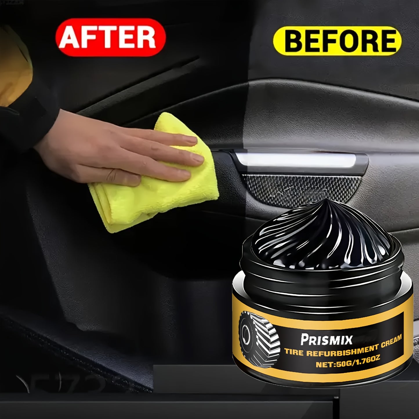 2pcs Car Black Interior Tire Polishing And Retreading Paste Tire Cleaning Rust Removal Polishing Shine Enhancement Anti-Fouling Wheel Retreading Paste - Lasting Shine, Noticeable Effect, Beeswax Ingredients, No Professional Tools Needed