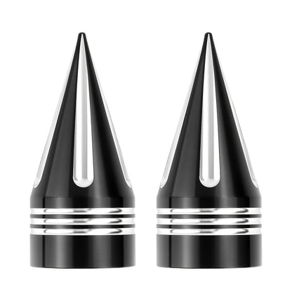 A Pair Of Motorcycle Front Axle Bolt Nut Covers Caps 3. 6" CNC Spike Axle Nut Covers Caps, Fits for Harley Touring, Fits for Street Glide, Fits for Road King, Fits for Electra Glide, Fits for Tri Glide 2008-later