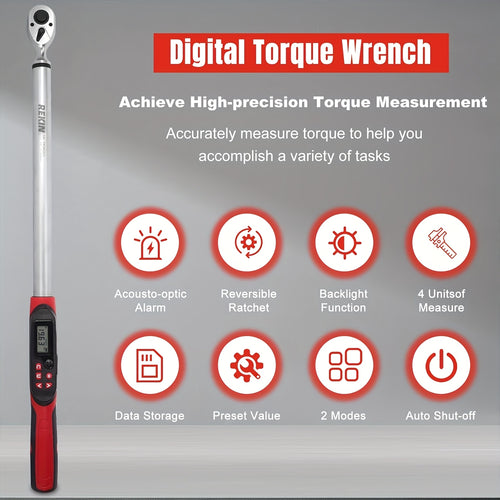 [Digital Torque Wrench] 1/2, 3/8 Inch Drive Digital Torque Wrench, 17-340 Nm (12.5-250.8 Ft-Lb), 6.8-135 Nm (5.02-99.57 Ft-Lb), Electric Torque Wrench With Buzzer And LED, Preset Values And Data Storage, For Bike/Motorcycle/Auto Repairs, Plus And Minus 2%