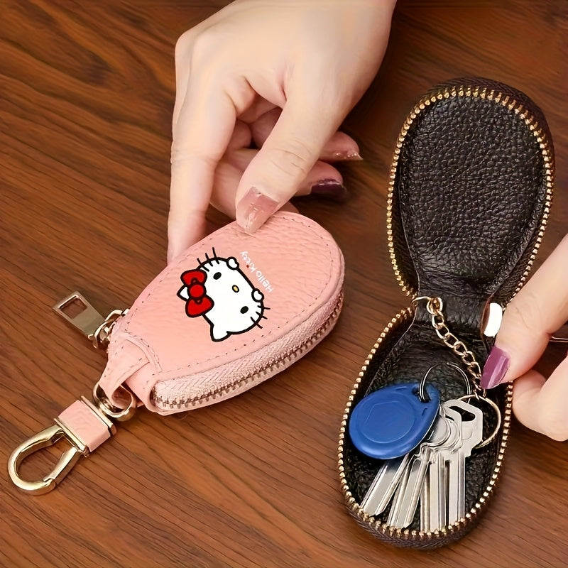 Sanrio'S for Hello Kitty Key Bag - Black Car Key Storage Bag with Golden Zipper, Multi Functional Keychain, Compact Design, Suitable for Home Use, Key Storage Organizer, Suitable for Hello Kitty Additions