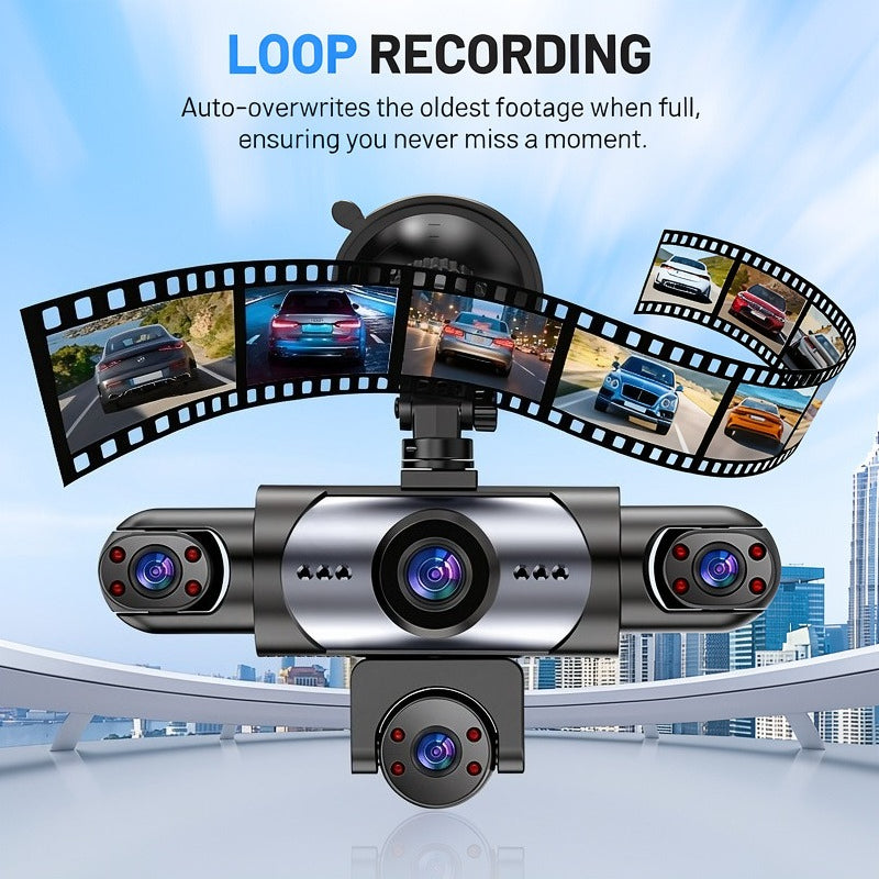 PODOFO Vehicle-Installed 5Lens/4lens High-Definition Dash Cam, Featuring 1080P Front And Front, Rear, Left, And Right, Providing 360° Comprehensive Coverage, Reverse Image Loop Recording, Car Camera/Car Additions/Monitoring System, Without Battery