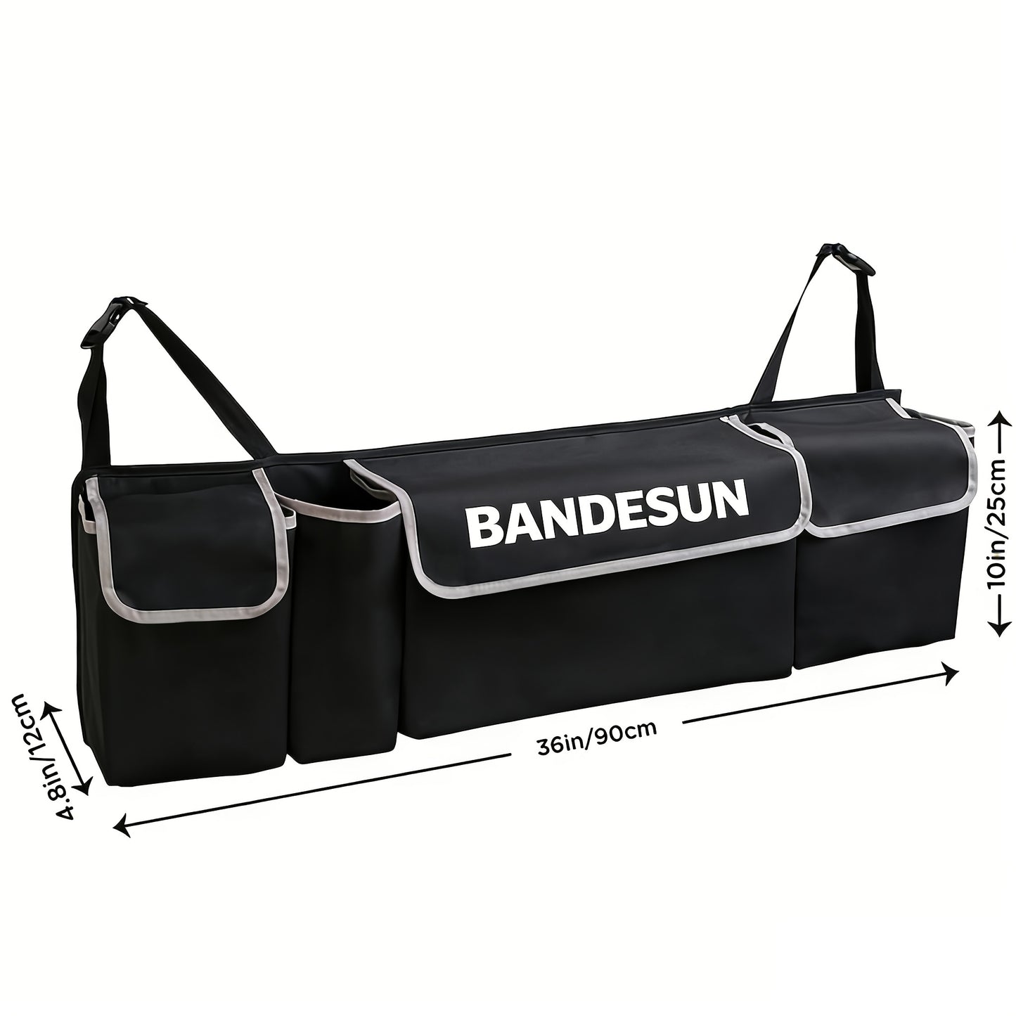 Rear Seat Hanging Storage Bag, Car Trunk Organization And Storage for SUV, Truck, MPV, Foldable Cargo Storage Bag with 4 Pockets, More Storage Space for SUV