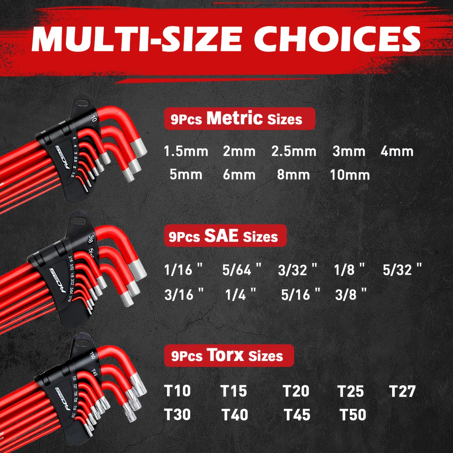 30pcs Long Arm Ball End L-Hex & Torx Key Set with Grip Handle, Ultimate Hex Key Wrench Set with T-Handle And Extension Bars, SAE 1/16" to 3/8", Metric 1.5mm to 10mm, Torx T10 to T50 Father's Day Gift for Dad Husband DIY Lovers