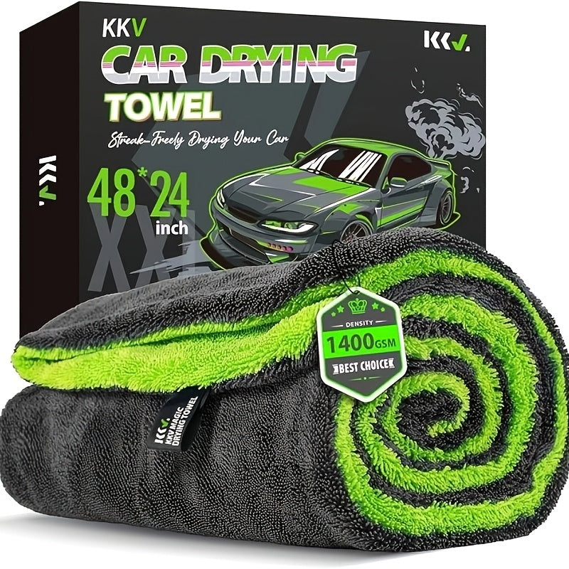 1400GSM Thick-Walled SUV Truck Car Cleaning Towel. Ultra-Large Size 48X24 Inches, Double-Sided Ultra-Fine Fiber Cloth. Quick-Dry Car Cleaning Towel, Suitable for Trucks, SUVs, Car Maintenance, Vehicle Care, Professional Car Cleaning Towels.