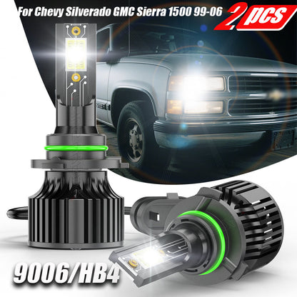 2/4/6pcs LED Headlight Bulbs Combo 9005+9006 Fit for Chevy Silverado for GMC Sierra 1500 1999-2006 High Low Beam, 12V 24V 230W Two-sided Ultra Bright COB Chip, Without Battery, Automotive Lighting, Clear Beam Lights, Highperformance Bulbs