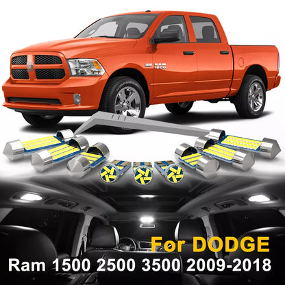 White Interior LED Lights for DODGE Ram 1500 2500 3500 1994-2018 2019 2020 2021 2022 2023 Canbus Car LED Bulbs Map Dome Trunk License Plate Lights
