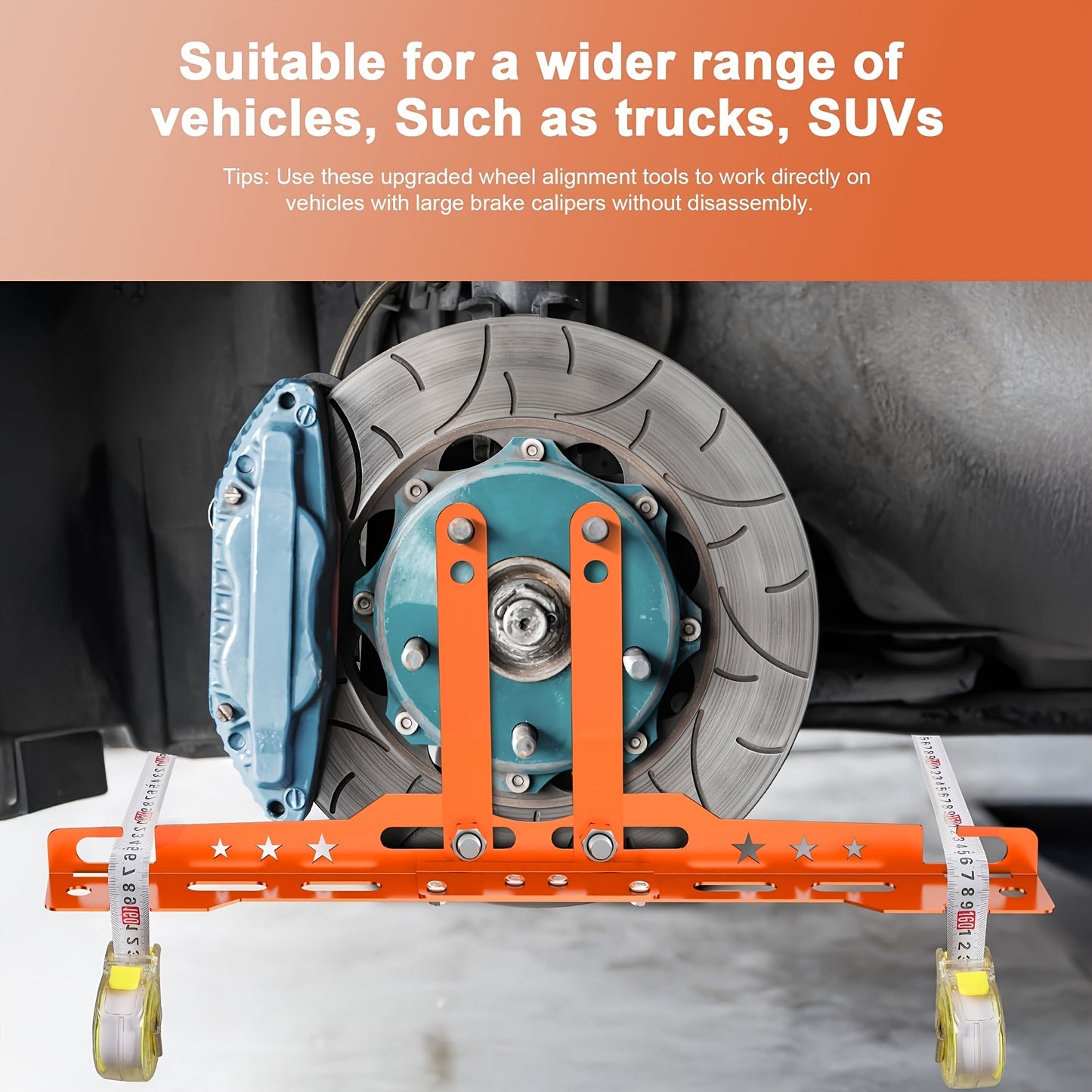 A Pair of Red Wheel Alignment Tools with 2 Measuring Bands, Household Car Toe Angle Positioning, Camber Angle Positioning Plate, Car Positioning Tool Kit, Toe Angle Plate