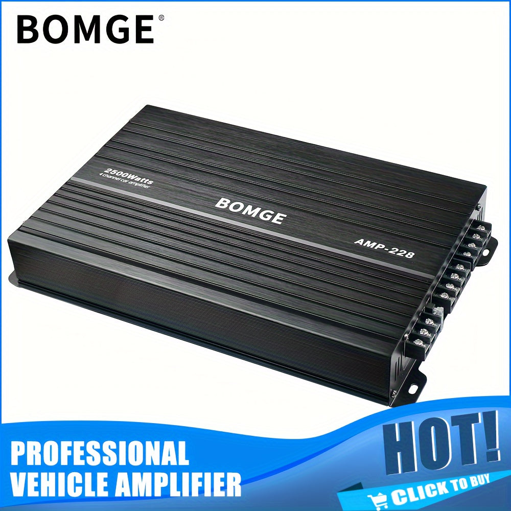 BOMGE Professional 4 Channel Amplifier Dub 4 Channel Car Amplifier AMP228 Vehicle Amplifier 2500 Watts Max for Subwoofers And Speakers