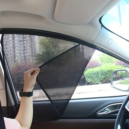 4pcs Magnetic Car Sunshade Curtains - Black Mesh Design for UV Protection, Heat Insulation, And Easy Installation On Windshield Or Window
