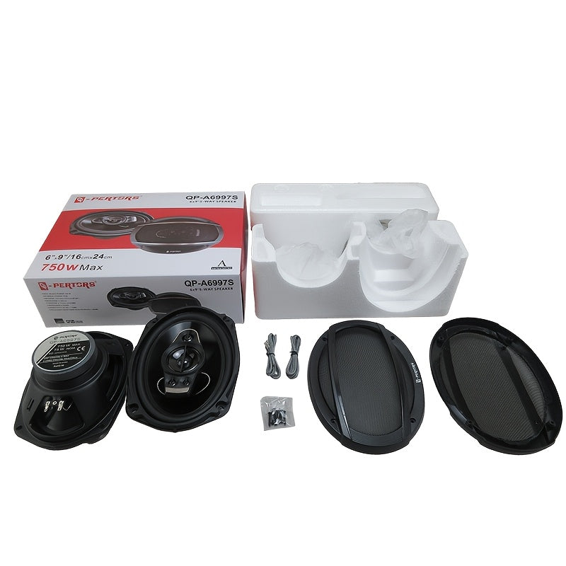 2pcs 6X9-inch 1300W(2X650W) 5-way Full-frequency Coaxial Car Speakers, Surround Sound Channel Configuration2.2, with Dust Cover And Audio Cable for Car Door Auto Audio Music Stereo Door Speakers, Perfect for Car Audio Upgrade, Without Battery