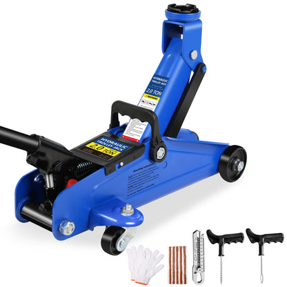 2/2.5/3 Ton Capacity, Jack Kit Low Profile Hydraulic Trolley Service/Floor Jack Combo, Multiple Meal Plans to Choose from 3 Ton Jack Stands 2PCS, Tire Repair Kit, 14-inch Wheel Cross Wrench, Wheel Chock, Jack Accessories Red/Blue