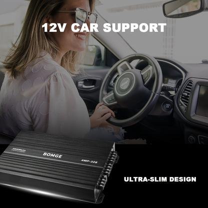 BOMGE Professional 4 Channel Amplifier Dub 4 Channel Car Amplifier AMP228 Vehicle Amplifier 2500 Watts Max for Subwoofers And Speakers