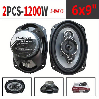 2pcs 6X9 inch1200W 5-way car mounted high fidelity full frequency coaxial speaker,preferred for modified vehicles Auto Audio Music Stereo Subwoofer Full Range Frequency,car stereo speakers,car door speakers