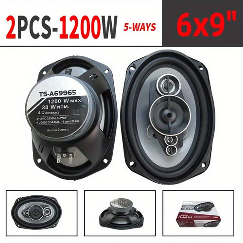 2pcs 6X9 inch1200W 5-way car mounted high fidelity full frequency coaxial speaker,preferred for modified vehicles Auto Audio Music Stereo Subwoofer Full Range Frequency,car stereo speakers,car door speakers