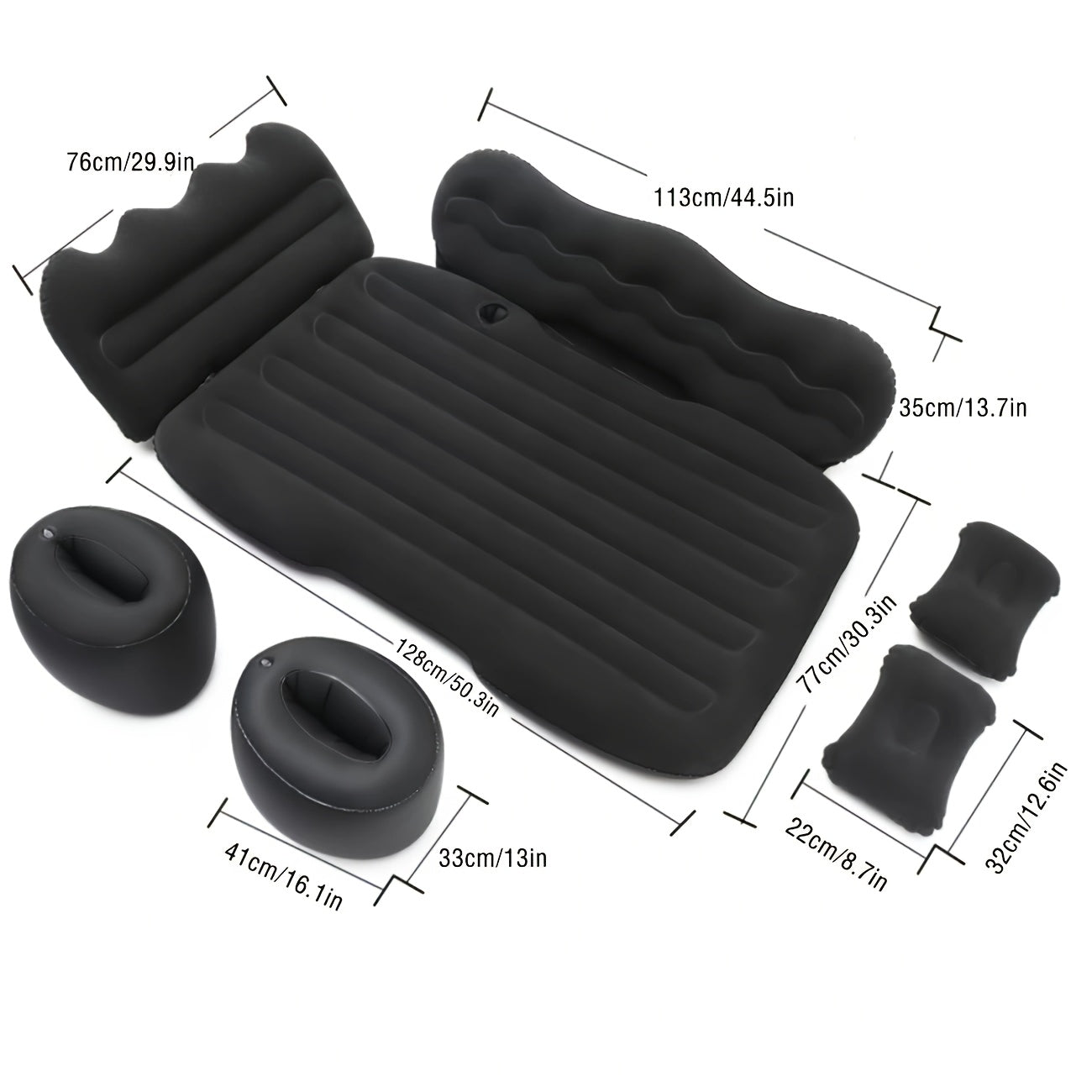 Luxury Premium Black And Stylish Beige Car Inflatable Mattress, Portable And Foldable, with PVC Flocking, Including Storage Bag, Air Pump And Two Pillows, Two Piers, Perfect for RVs, Trucks, And Foldable Beds In The Back Seat Of The Car Seat