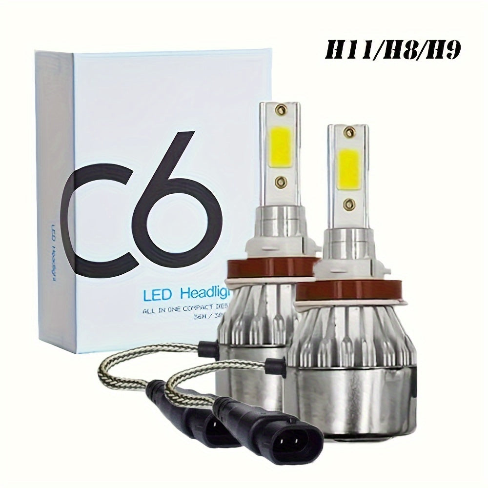 2pcs Headlight H4 H1 H3 Car Lamp H7 H11 9004 9005 9006 9007 Car Led Headlamp Pair, Without Battery