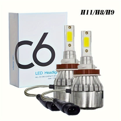 2pcs Headlight H4 H1 H3 Car Lamp H7 H11 9004 9005 9006 9007 Car Led Headlamp Pair, Without Battery
